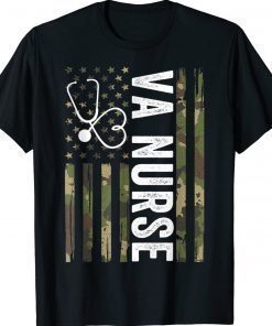 Vintage VA Nurse Camouflage American Flag Patriotic Nurse Week 2022 TShirt