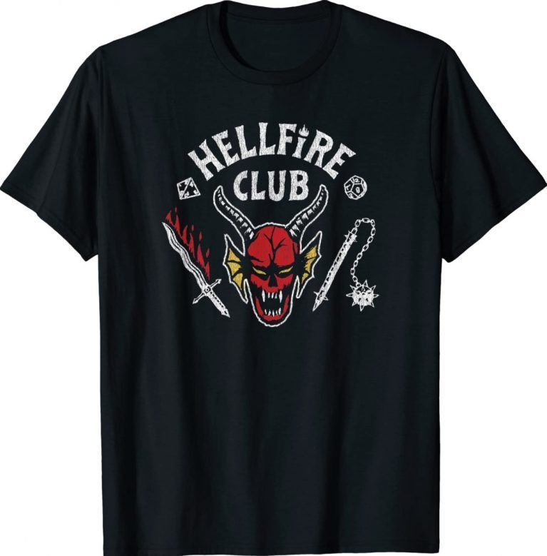 Stranger Things 4 Hellfire Club Skull & Weapons Vintage T-Shirt