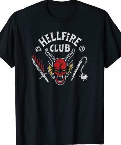 Vintage Stranger Things 4 Hellfire Club Skull and Weapons TShirt