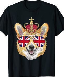 Vintage The Queen's Platinum Jubilee 2022 Royal Corgi UK Sunglasses TShirt