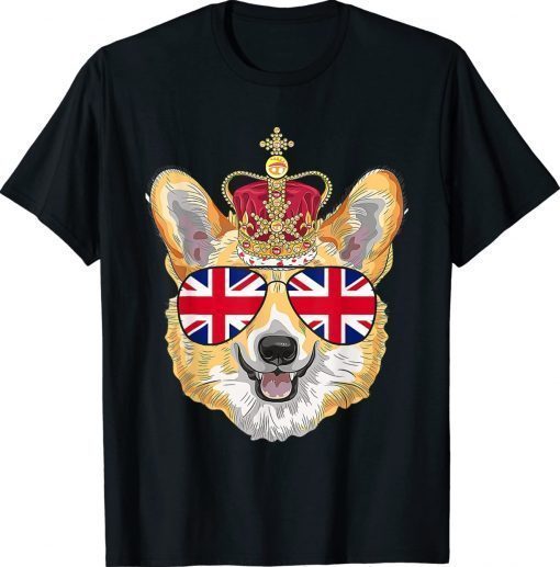 Vintage The Queen's Platinum Jubilee 2022 Royal Corgi UK Sunglasses TShirt