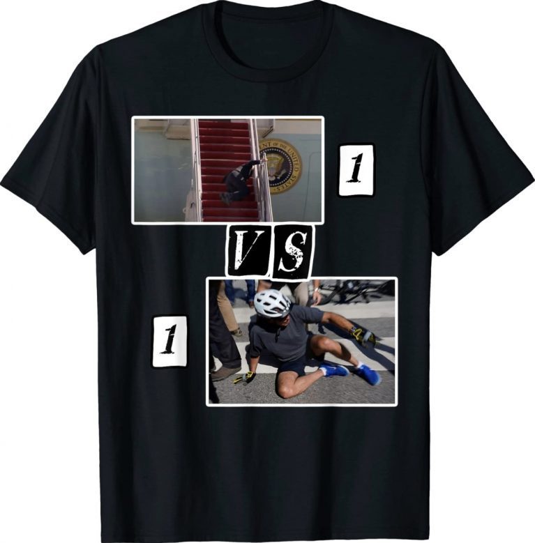 Joe Biden Falling Down Stairs Vs Bike Funny TShirt