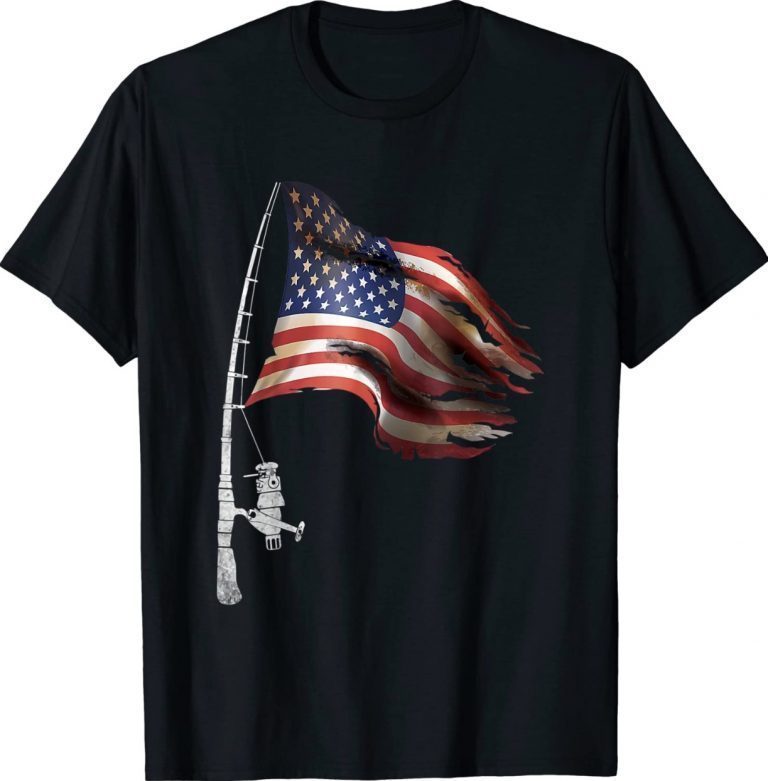 Fishing American Flag Fisherman Patriotic day 4th of July Unisex Shirts