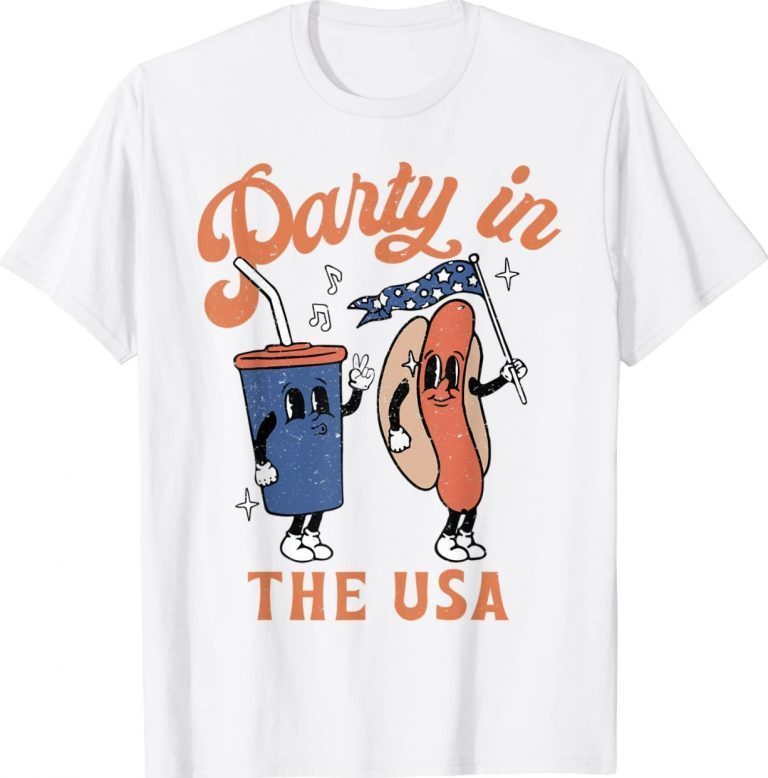 Party In The Usa Hot Dog Love USA Fourth Of July Funny Shirts