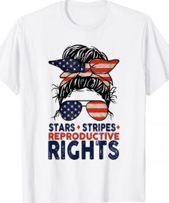 Messy Bun American Flag Stars Stripes Reproductive Rights Unisex TShirt