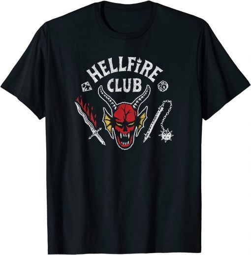 Official Stranger Things 4 Hellfire Club Skull & Weapons T-Shirt