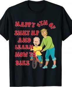 T-Shirt Trump Teaching Biden To Bike Happy 4Th Of July Funny