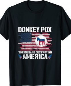 2022 Vintage Donkey Pox The Disease Destroying America Funny Anti Biden T-Shirt