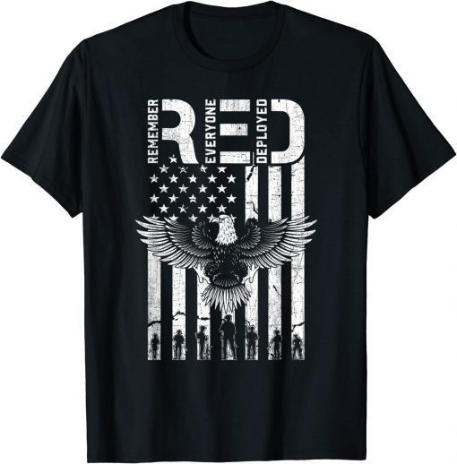 Funny RED Friday "Remember Everyone Deployed" Patriotic US Flag T-Shirt