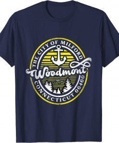 Woodmont Milford Connecticut 06460 Retro Distressed Anchor Tee Shirt