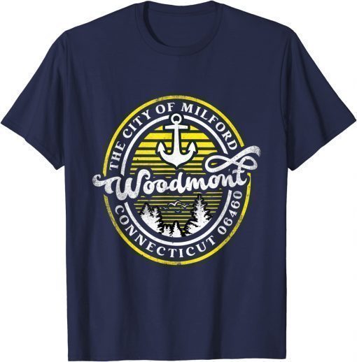 Woodmont Milford Connecticut 06460 Retro Distressed Anchor Tee Shirt