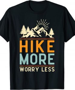 Hike More Worry Less Camping Summer Vacation Mountain Vintage T-Shirt