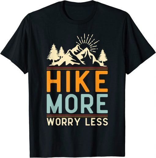 Hike More Worry Less Camping Summer Vacation Mountain Vintage T-Shirt