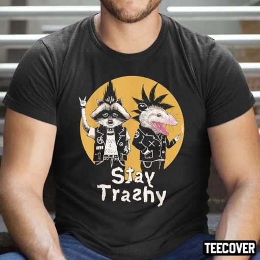 Stay Trashy Opossum Raccoon Rock Gift TShirt