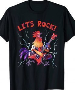 Let's Rock Rooster Playing Heavy Metal Guitar Music 2022 TShirt