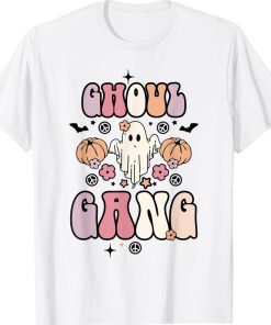 Ghoul Gang Ghost Boo Floral Spooky Vibes Halloween Vintage TShirt