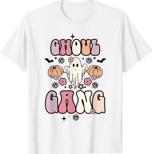 Ghoul Gang Ghost Boo Floral Spooky Vibes Halloween Vintage TShirt