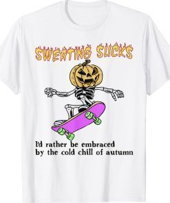 Sweating Sucks Skeleton Pumpkin Head Halloween Unisex TShirt