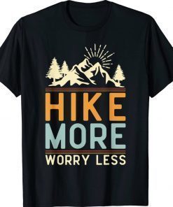 Hike More Worry Less Camping Summer Vacation Mountain Vintage TShirt