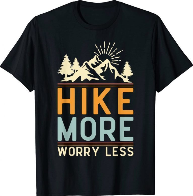 Hike More Worry Less Camping Summer Vacation Mountain Vintage TShirt