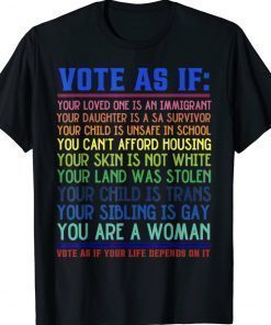 Vote As If Your Life Depends On It Human Rights 2022 TShirt