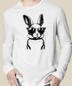 Vintage Bunny Face With Sunglasses Easter Day Unisex TShirt