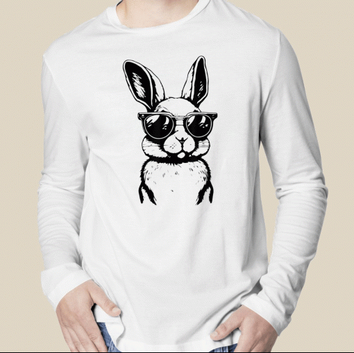 Vintage Bunny Face With Sunglasses Easter Day Unisex TShirt