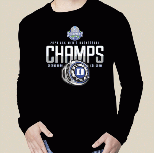 2023 Duke Blue Devils Basketball Conference Tournament Champions Locker Shirts