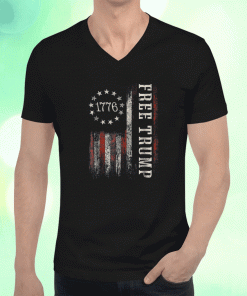 Free Donald Trump Pro Trump American Flag 1776 Tee Shirt