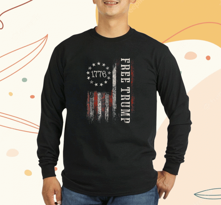 Free Donald Trump Pro Trump American Flag 1776 Tee Shirt