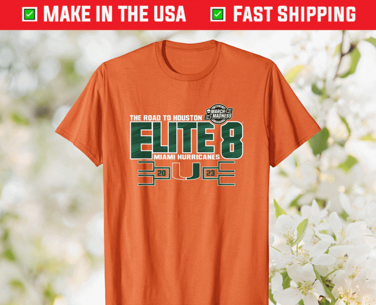 2023 Miami Hurricanes Elite 8 Basketball Orange TShirt