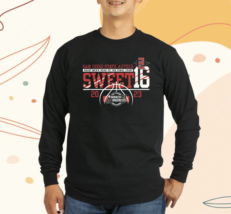 San Diego State Aztecs Sweet 16 Basketball Black 2023 T-Shirt