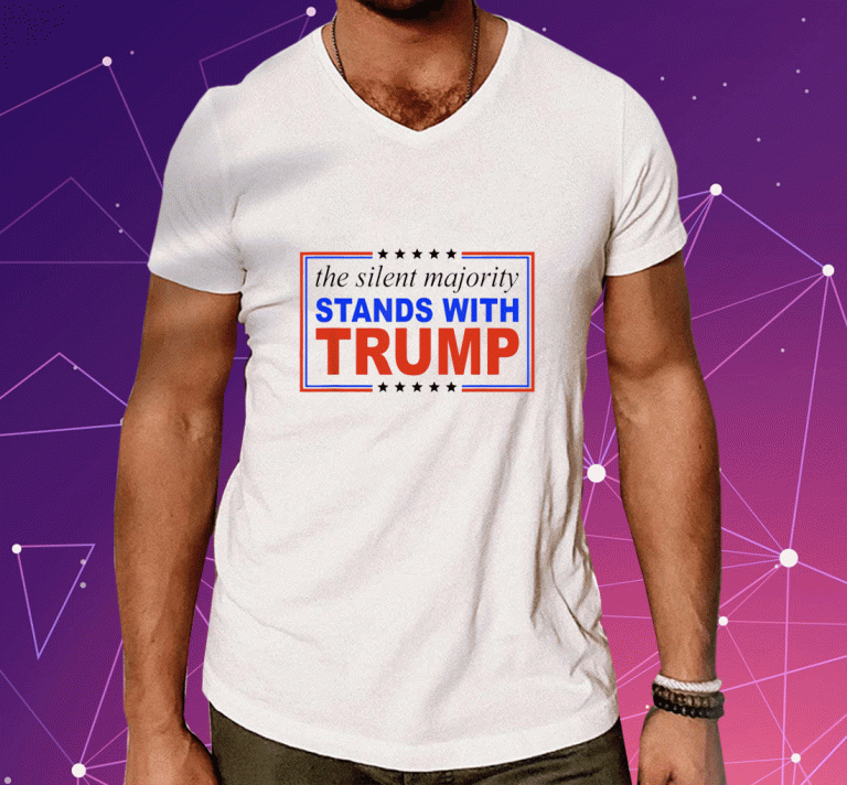 2023 The Silent Majority Stands With Trump USA Flag Trump T-Shirt