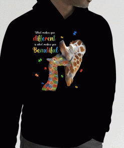 2023 What Makes You Different Giraffe Mom Autism Child Awareness T-Shirt