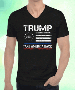 Donald Trump 2024 Take America Back Betsy Ross American Flag T-Shirt