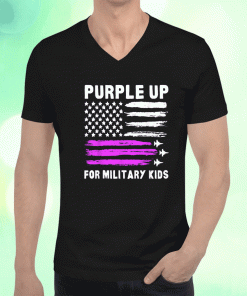 Purple Up US Flag Fighter Jet Military Military Child T-Shirt