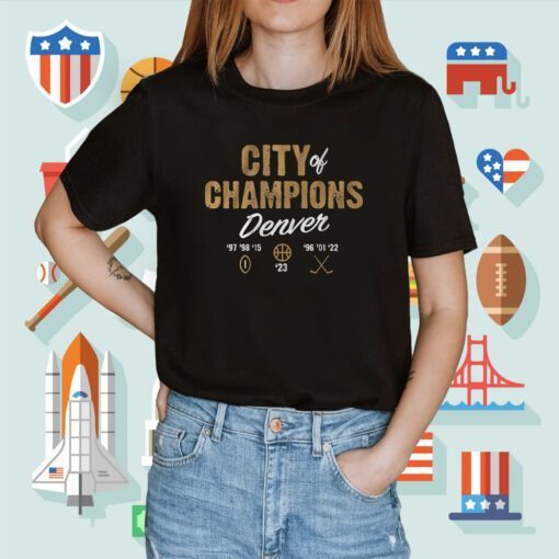 Denver City of Champions Football Hockey Basketball TShirt