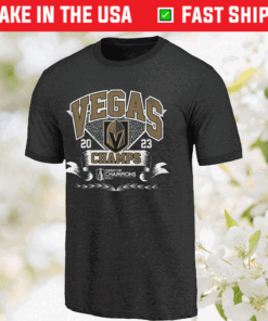 2023 Vegas Golden Knights Majestic Threads Stanley Cup Champions Ringer Tri-Blend TShirt