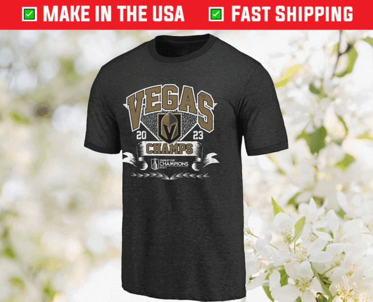 2023 Vegas Golden Knights Majestic Threads Stanley Cup Champions Ringer Tri-Blend TShirt