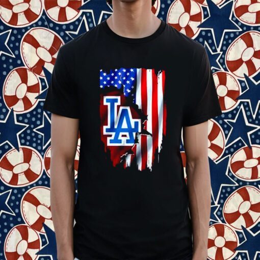 American Flag Mlb Los Angeles Dodgers Tee Shirt