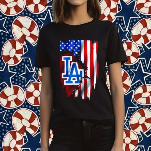 American Flag Mlb Los Angeles Dodgers Tee Shirt