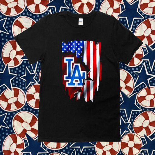 American Flag Mlb Los Angeles Dodgers Tee Shirt