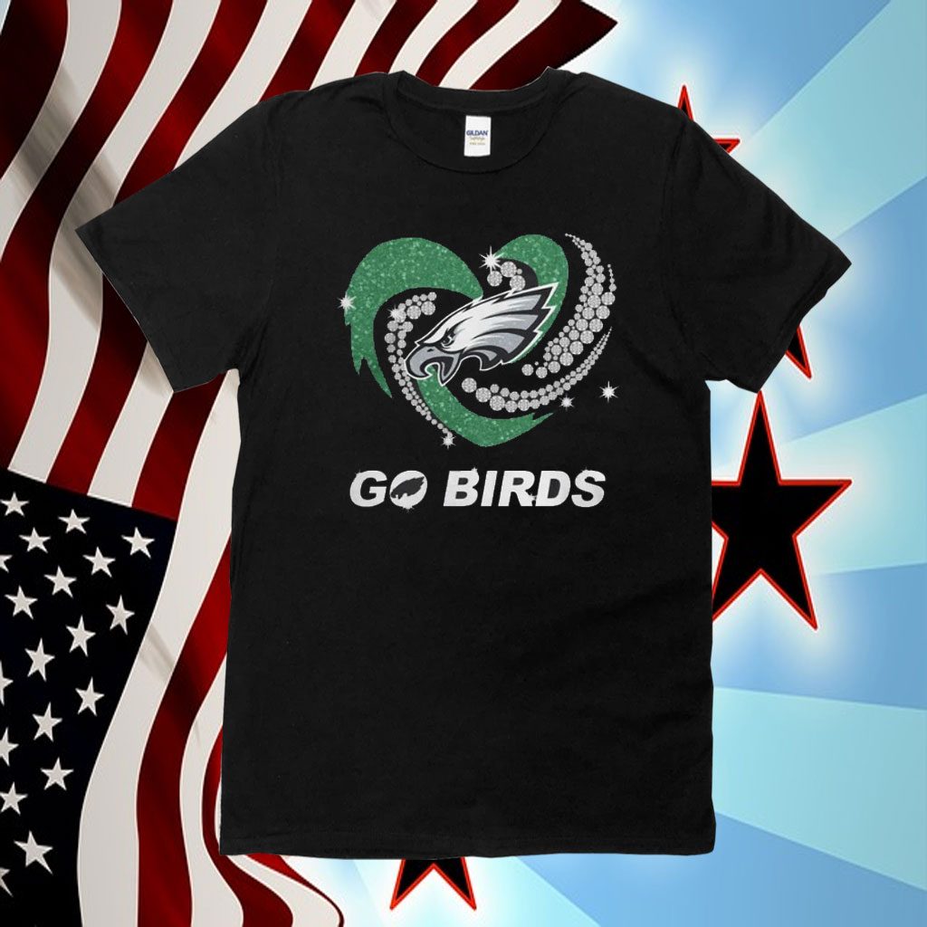 Philadelphia Eagles Go Birds Diamond Heart 2023 Shirt Hoodie Tank-Top Quotes