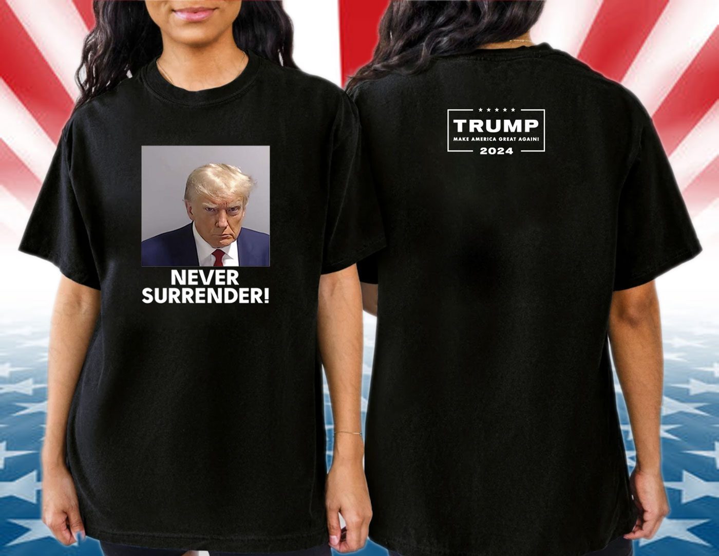 Donald Trump Never Surrender Lady’s Fleece Cropped Retro Shirt