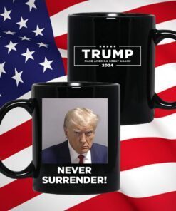 Trump Never Surrender White Mug