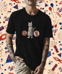 Deadlifting Tabby Cat Gift Tee Shirt