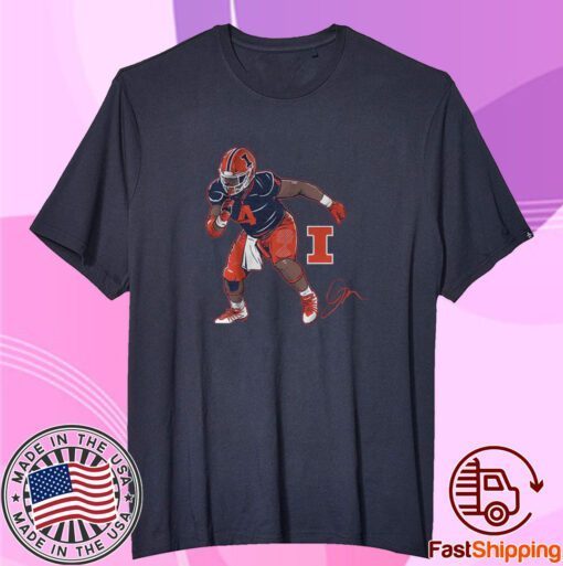 Illinois Football Jerzhan Newton Superstar Pose Tee Shirt