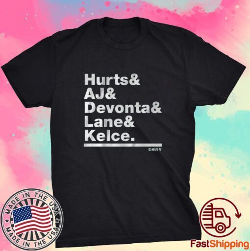 Philly Ampersand Stars Jalen Hurts Aj Brown Devonta Smith Lane Johnson And Jason Kelce Tee Shirt