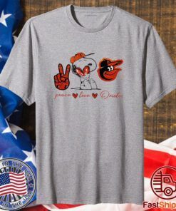 Snoopy Baltimore Orioles Peace Love Orioles 2023 Shirt