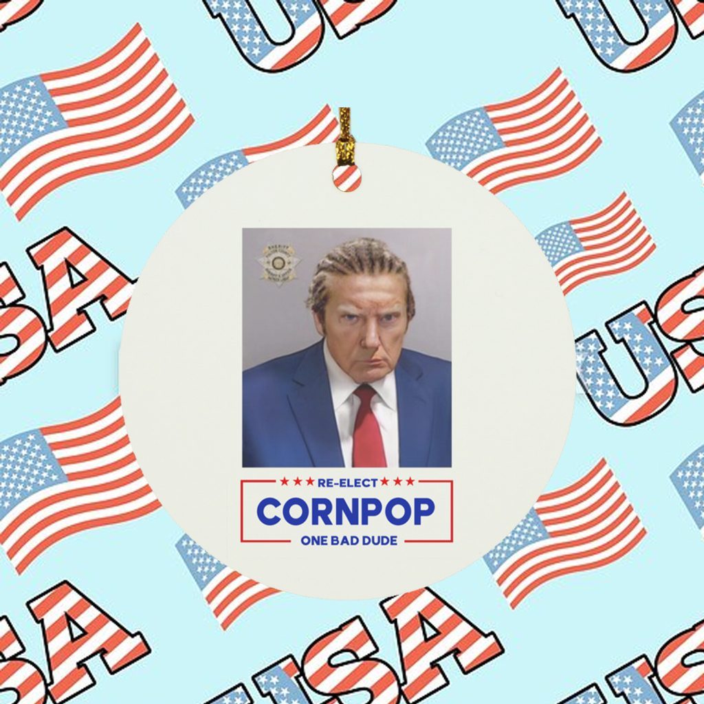 Trump Mugshot Re-Elect Cornpop One Bad Dude Pillow